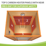 Real Relax Near Zero EMF Canadian Hemlock Wood 9 Chromo Therapy Lights, Oxygen Lonizer, Bluetooth Speakers for Home Spa Days Sauna Room, 1-2 Persons Real Relax