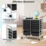 COSTWAY 12-Drawer Rolling Storage Cart, Moveable Art Craft Organizer W/Lockable Wheels, Metal Shelf, Files Arrangement Tools Makeup Storage Cart for Office, Home, School (Black) COSTWAY