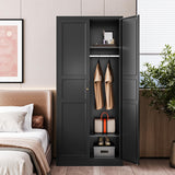 Letaya Wardrobe Armoire Closet,72" H Metal Storage Cabinet with Adjustable Shelves and Hanging Rod,Bedroom Armoire Cabinet Clothes Organizer (Black) Letaya