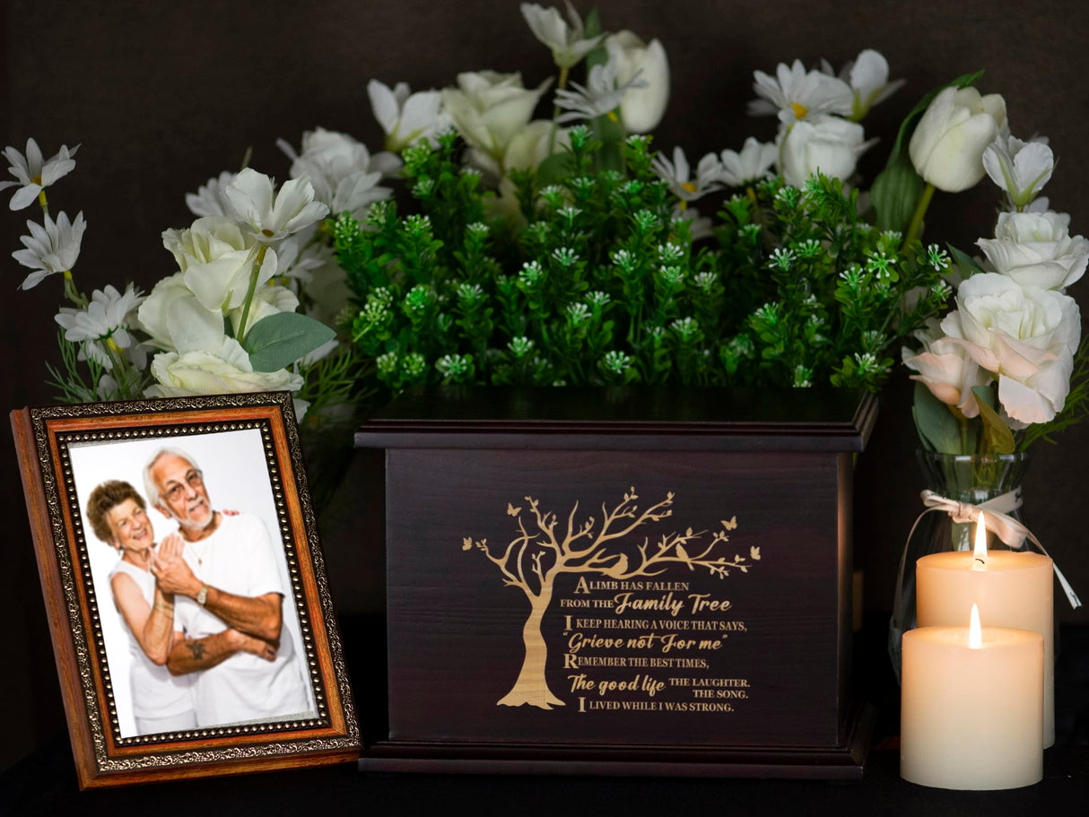 Cremation Urns for Ashes Wooden Urn Memorial Urn for Human Ashes Adult Male Female Large Burial Funeral Wood Urns Keepsake Tree of Life Urn Box and Casket Holds Up to 220 LBS (Horizontal Style 1) PREKIAR