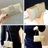 Ladies' Water Diamond Evening Handbag, Sparkling ballroom shoulder bag, fashionable wallet, wedding dress bag suitable for weddings, birthday parties, dances, cocktail parties (Champagne color) AOKMZUS