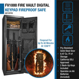 Barska FV-1000 Fireproof Vault Safe – 14-Rifle Capacity with Electronic Keypad, Pry-Resistant Door, 3 Steel Deadbolts, Fireproof 40 Min @1200°F, Removable Shelf Barska