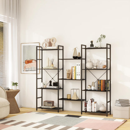 Panana Industrial 4-Tier Bookshelf with 11 Open Shelves and Metal Frame - Black - WoodArtSupply