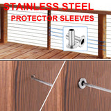 BLIKA 120 Pack Stainless Steel Protector Sleeves for 1/8" 5/32" or 3/16" Deck Cable Railing, for Wood/Composite Posts, T316 Marine Grade BLIKA