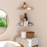 Sezanrpt 7x7 Inch Corner Shelf Wall Mount Set of 2, Acrylic Corner Floating Shelves, Clear Corner Wall Organizer Shelf for Bathroom, Kitchen, Bedroom, Living Room, Dining Room, Office Sezanrpt