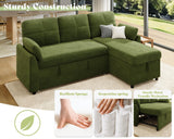 AMEILIFE Sleeper Sofa, Sofa Bed with Storage Chaise, Convertible Sofa Bed with Pull Out Couch, l Shaped Couch for Living Room, Linen Green AMERLIFE