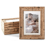 TWING 4x6 Picture Frames Set of 6, Rustic Farmhouse Picture Frame 3x5 with Mat or 4x6 Without Mat, Tabletop Display and Wall Mounting Home Decorative collage picture Photo Frames Wood Brown,Walnut TWING