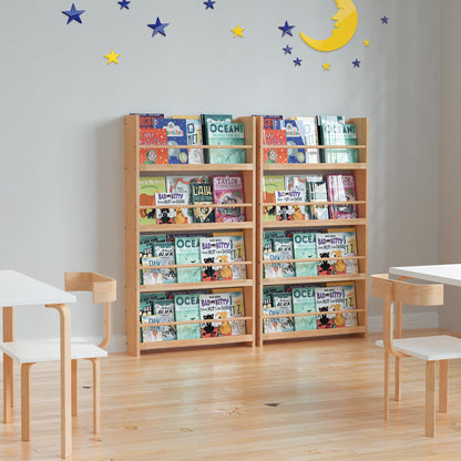 Purbambo 4-Tier Wall-Mounted Bamboo Bookshelf for Kids' Organised Reading Space - WoodArtSupply