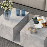 HedoAjim Grey Led Coffee Table for Living Room, Rectangular Living Room Table with Storage, Acrylic Coffee Tables with 2 Sliding Drawers, Wood Center Table for Reception Dinning Room HedoAjim