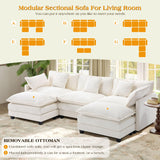 113.4" Modular Sectional Sofa,U Shaped Couch for Living Room,Modern Deep Seat Sofa 3 Seater Chenille Fabric Comfy Cloud Couches with Throw Pillows & Movable Ottoman Hanherry