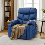 MCombo Power Lift Recliner Chair with Extended Footrest for Elderly People, Faux Leather 7287 (Navy Blue, Medium) MCombo