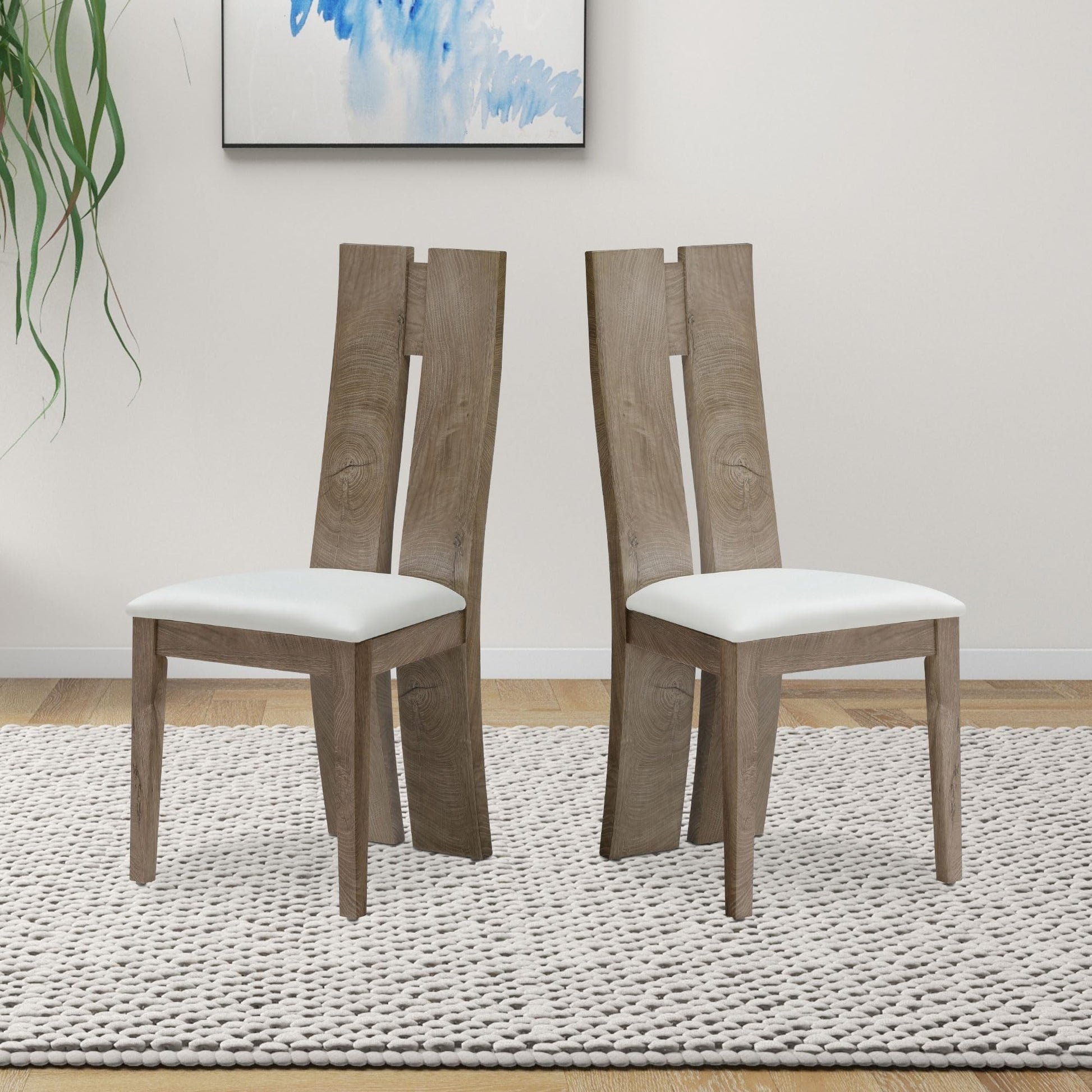 JURMALYN French Country Dining Chairs Set of 2 Wooden Dining Chairs, High Back Dining Chairs, Upholstered Dining Room Chairs Kitchen Chairs Armless Side Chairs with PU Cushion for Ding Room - WoodArtSupply