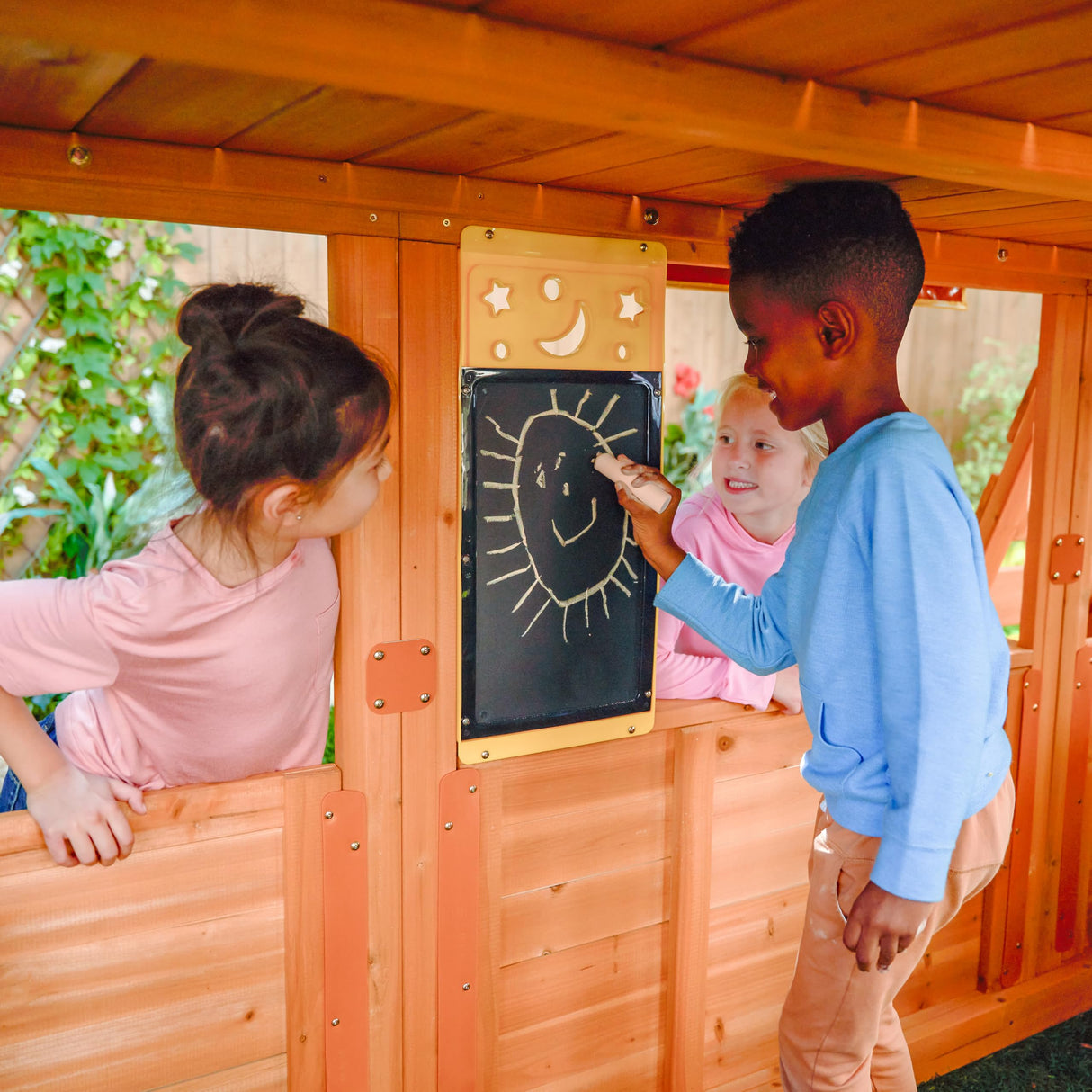 KidKraft Atlas Point Wooden Outdoor Swing Set/Playset with Kitchen, Slides and Glider KidKraft