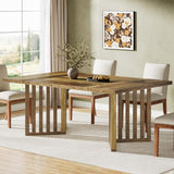 Tribesigns 63-inch Rectangular Dining Table for 4-6, Farmhouse Kitchen Dinner Eating Table with Slatted Base, Wood Dining Room Furniture for Home, Rustic Brown Tribesigns
