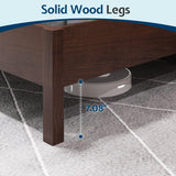 Jocisland Wood Queen Size Bed Frame with Tall Upholstered Curved Headboard, Solid Wood Platform, No Box Spring Needed, Wood Slat Support, Brown Jocisland