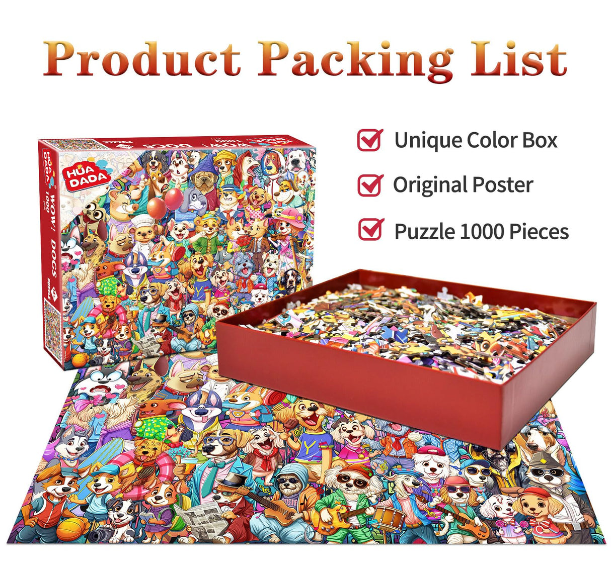 Jigsaw Puzzles for Adults 1000 Piece Puzzle for Adults 1000 Pieces Puzzle 1000 Pieces Dog's World Puzzle, Cartoon Puzzles 1000 Pieces Jigsaw Puzzles for Adults 1000 Pieces and Up HUADADA