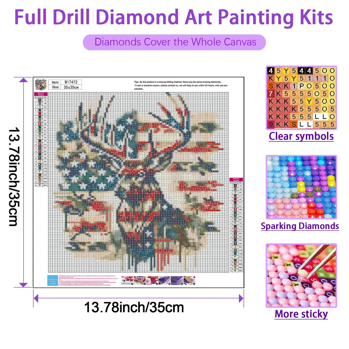 JXDXDJ American Flag Diamond Art Kits for Adults,Animal 5D Diamond Painting Kits for Beginners,DIY Full Drill Deer Diamond Dots with Gem Art for Adults Pictures Crafts,Home Wall Decor 13.8 X 13.8 in JXDXDJ