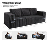 Modular Sectional Sofa 3-Seater Modular Couch with Deep Seat Memory Foam Cloud Chair with Pillows Oversized Sectional Sofa for Living Room Bedroom (Strip Grey, 3-Seater) Hobestluk