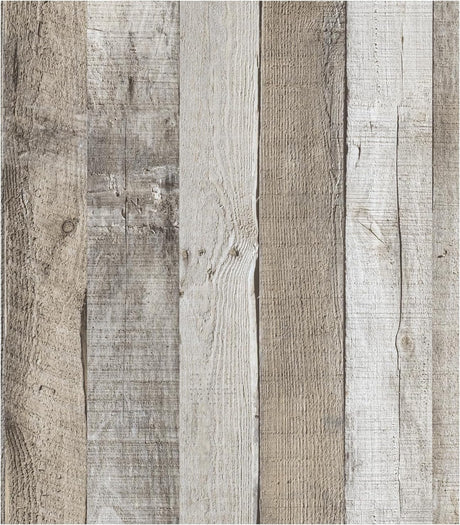 LXCREAT Faux Wood Butcher Block Contact Paper, Shiplap Peel and Stick Wallpaper Wooden Planks for Walls 17.5"X118", Natural Grey Self Adhesive Removable Rustic Wallpaper for Shelf Kitchen Decoration LXCREAT
