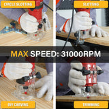 TEENO Wood Router, 800W Compact Router Tools for Woodworking, 31000 RPM Hand Trim Router with 15 Pcs 1/4" Router Bits Set, Edge Guide, Roller Guide TEENO