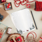 Watersay 50 Sets Christmas Stationery Paper with Envelopes 8.5" x 11" Santa Reindeer Pine Snowman Holiday Letterhead Printer Paper Winter Holiday Envelopes for Writing Letter Greeting Cards Invitation Watersay
