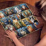 Stained Glass Puzzle Cat Puzzles for Adults 1000 Pieces, Colorful Kitty Kitten Collage Puzzles 1000 Pieces, Hard Difficult Impossible Challenging Jigsaw Puzzles for Adults PICKFORU