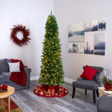 Nearly Natural 8ft. Slim Green Mountain Pine Artificial Christmas Tree with 400 Clear LED Lights Nearly Natural