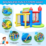 Yaheetech Inflatable Bounce House, 7-in-1 Bouncy Castle Combo w/Ball Pit & 3 Basketball Hoops & Soccer Goal & Dartboard & Slide, for Kids Aged 3-10 w/Storage Bag & 470W Blower Yaheetech