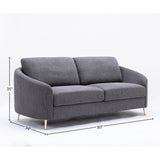 Acme Furniture Yuina Upholstered Fabric & Metal Sofa in Gray and Gold Acme