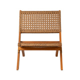 Patio Sense 64159 Sava Indoor Outdoor Folding Chair All Weather Wicker Low Slung Portable Seating Solid Acacia Wood Woven Seat & Back Indoors Porch Lawn Garden Fishing Sporting - Tan Webbing Patio Sense