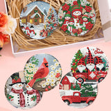 8 Pieces Christmas Diamond Art Coasters Kit, Christmas Diamond Painting Coasters, Diamonds Art Painting Kits, 5D DIY Full Drill Diamonds Arts Kits for Adults Gift & Home Decor croshom