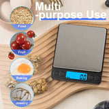 Digital Food Kitchen Scale Upgraded, YONCON 3000g/0.1g High Accuracy Mini Pocket Scale Measures in Grams and oz for Cooking, Baking, Jewelry, Tare Function,2 Trays, LCD Display (Batteries Included) Yoncon