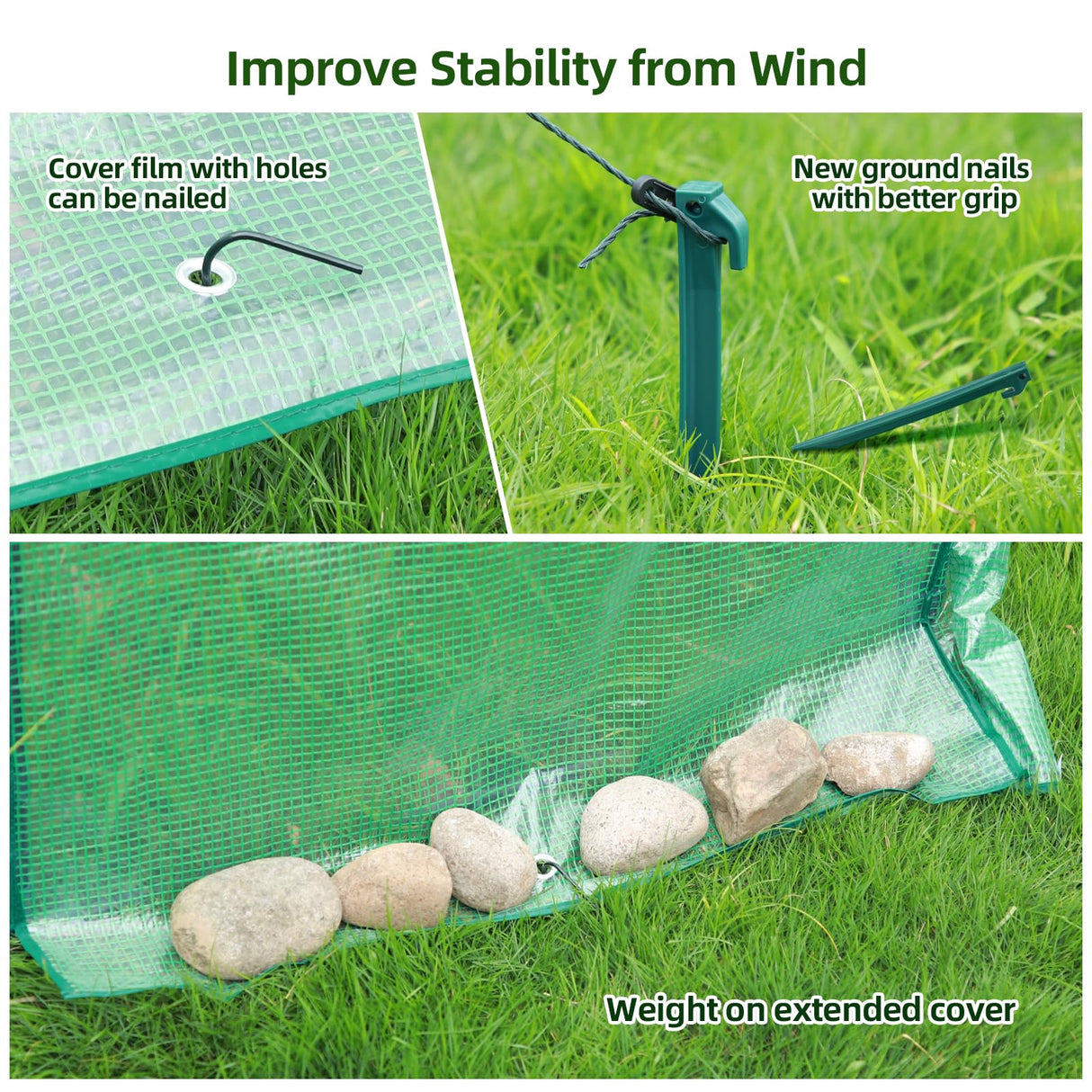 Portable Plant Protector from Animals, Ohuhu Greenhouse for Outsides with Durable PE Cover, Heavy Duty Green House with Zippered Door Mesh Window for Vegetables Flowers Fruits Herbs, 63x54x71 Inch Ohuhu