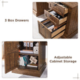 OKD 60" Executive Desk with Drawers, Farmhouse Home Office Desk with Charging Station, Keyboard Tray, File Cabinet Storage, Wood Computer Desk for Work and Study, Reclaimed Barnwood OKD