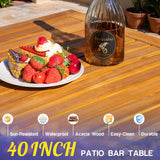 Greesum 3 Piece Patio Acacia Wood Bar Set with high Table and 2 Chairs All-Weather Outdoor Furniture for Backyard, Deck, Garden, Porch,Black Greesum