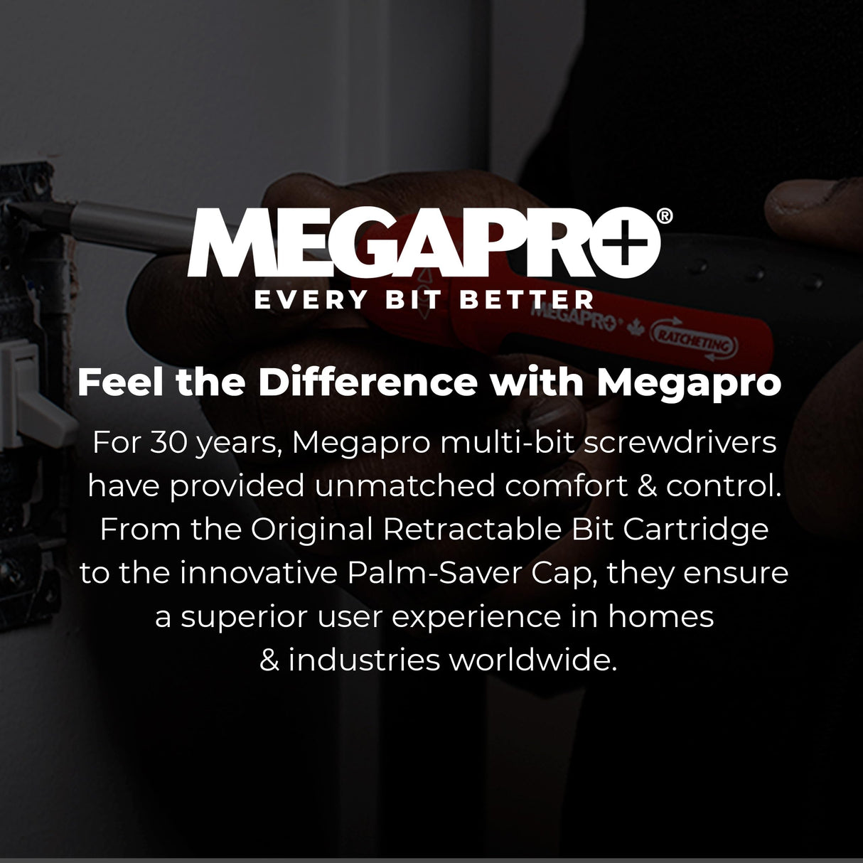 Ratcheting Screwdriver - 13-in-1 Multi Bit Screw Driver w/ ¼" Hex Shaft for Phillips, Star, Flat, Square Bit - Ratchet Screwdriver w/Retractable Cartridge - Multi Screwdriver Megapro