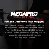 Ratcheting Screwdriver - 13-in-1 Multi Bit Screw Driver w/ ¼" Hex Shaft for Phillips, Star, Flat, Square Bit - Ratchet Screwdriver w/Retractable Cartridge - Multi Screwdriver Megapro