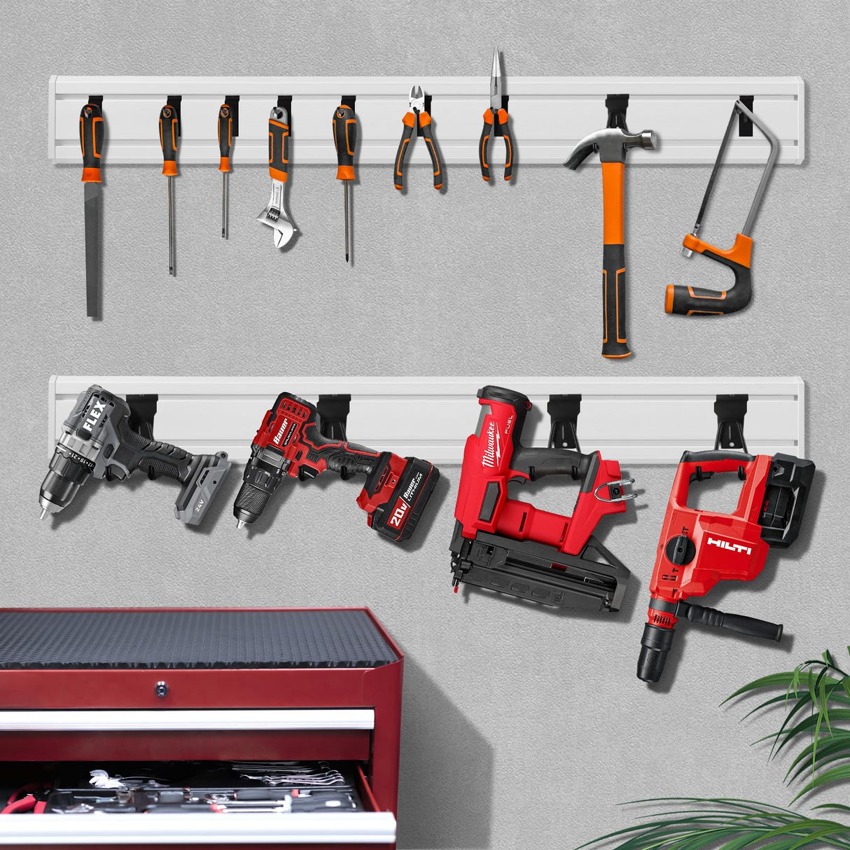 Alffun Slatwall Panels 6" H x 16" L, 3 Pack Garage Slat Wall Paneling, Heavy Duty Garage Wall Organizer with 4 Pack Slatwall Board End Caps, PVC White Alffun