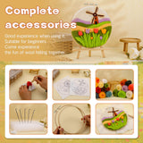 QMNNMA Needle Felting Kit for Beginners, Needle Felt Painting Kit with Picture Frame, Foam Pad, Felt Cloth, and Instructions, Flowers Wool Felting Kit Used for Home Decoration, Art Craft QMNNMA