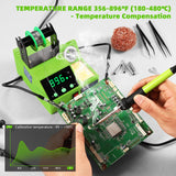 Soldering Station, 100W Digital Display Soldering Iron Station Kit with 2 Helping Hands, 356°F - 896°F, Auto Sleep, °C/°F Conversion, Solder Wire, Tips, Stand, Pump, Tweezers, Tip Cleaner, Green Crtsweker