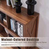 DUDUSHIMAN 8 Cube Storage Organizer Bookshelf with 2 Doors, 2-Tier Mid Century Modern Bookcase, 63" Long Horizontal Cubby Shelf, Wood Bookcase for Small Spaces Living Room DUDUSHIMAN