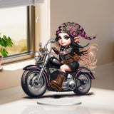 POETRYDRAW DIY Diamond Art Ornament Desktop Kit Motorcycle Girl, Stand Up Acrylic Diamonds Painting Ornament for Adults, 5D Special Diamond Gem Craft Tabletop Placement Board Kit POETRYDRAW