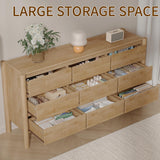 CHUWELL Dresser for Bedroom, 63" Wide Mid Century Modern Chest of Drawers with 9 Large Storage Space and 4 Solid Wood Cylindrical Legs, 9 Drawer Large Dresser for Bedroom(Oak) CHUWELL