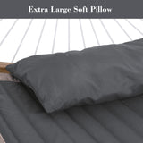 SUNCREAT Double Portable Hammock with Stand, 2 Person Hammock with Curved Spreader Bar, Balance Ropes Included, Dark Gray SUNCREAT