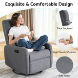 Jocisland Swivel Glider Rocking Recliner Chair for Adults, Nursery Rocker Reclining, Comfy Upholstered Single Sofa Armchair for Living Room Bedroom Nursing, Linen Gray Jocisland