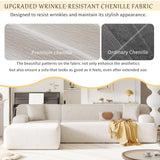 VnndeNest 107'' Modular Sectional Couch, Comfy Chenille Fabric Sectional Sofa with Chaise Lounge, Modern Upholstered L-Shape Sofa Corner Couch for Living Room, Apartment, Bedroom, Assembly-Free，Beige VnndeNest