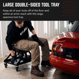 Vyper Low Pro Garage Stool with Removable Seat for Mechanics, Automotive, DIY - 400 lb Capacity Shop Chair, Rolling Shop Stool (Black Seat, Blue Frame) Vyper Industrial