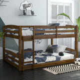 DHP Phoenix Convertible Low Wood Floor Bunk Bed, Stackable and Detachable Bed Frames for Kids, Solid Wood, with Ladder, High Guardrail, Wood Slats, No Boxspring Required, Full-Over-Full, Mocha DHP