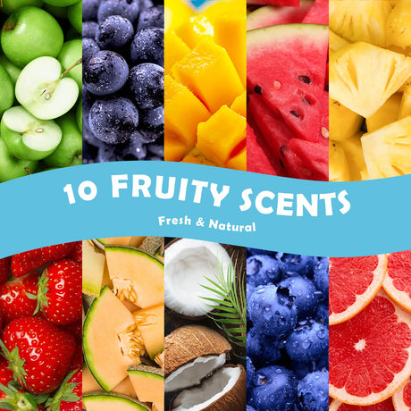Fruity Fragrance Oil for Candle & Soap Making, Holamay Premium Essential Oils 5ml x 10 - Coconut, Strawberry, Mango, Pineapple, Summer Aromatherapy Diffuser Oils Set Holamay