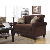 Serta Copenhagen Rolled Arm Sofa, Easy Care Polyester, Soft Pillow Back, Pocket Coil Seat Cushions, Removable Covers, Couch for Small Spaces, Living Rooms or Bedrooms, 61" Loveseat, Brown Serta